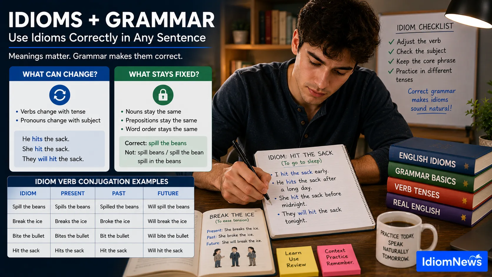 use of idioms in sentences