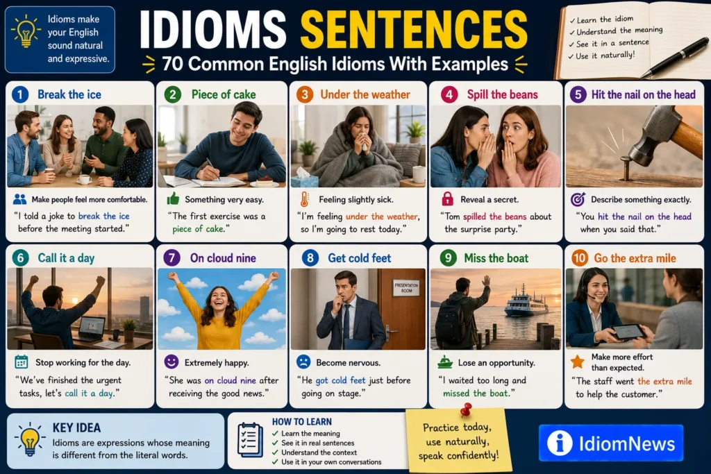idioms sentences