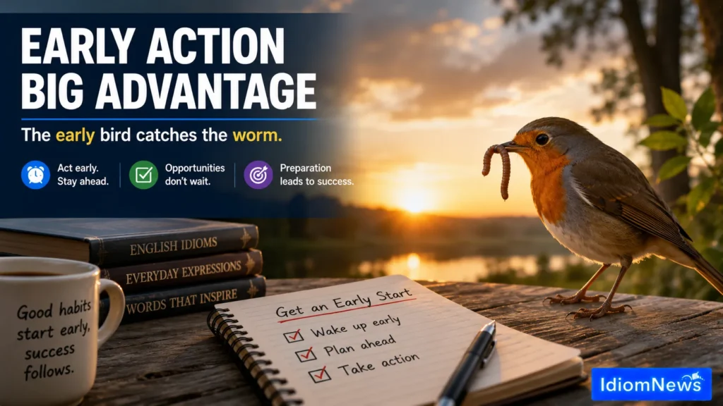 early bird catches the worm idiom